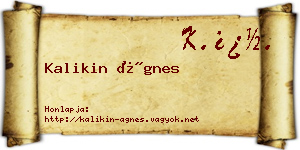 Kalikin Ágnes névjegykártya