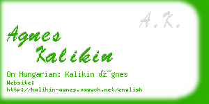 agnes kalikin business card